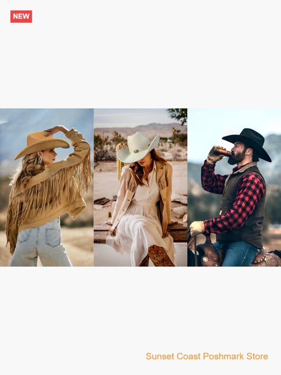 Felt Cowboy Hat Shapeable Wide Brim Western Cattleman Adult Unisex Adjustable main image 7
